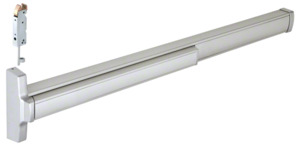 CRL 48" Jackson® Aluminum Finish Model 2085 Concealed Vertical Rod Panic Exit Device Dual Point Latching with Top Latch and Bottom Hex Bolt Left Hand Reverse Bevel