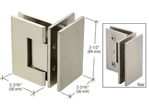 CRL Brushed Nickel Geneva 092 Series 90 Degree Glass-to-Glass Hinge