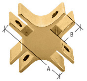 CRL Brass 1-1/2" Long 4-Way 90 Degree Deluxe Glass Furniture Connector for 3/4" Glass