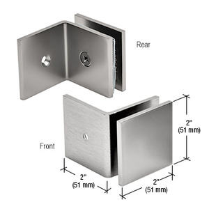 CRL Matt Gun Metal Fixed Panel Square Clamp With Large Leg