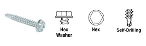 CRL 1/4-20 x 1" Hex Washer Head Self-Drilling Screws