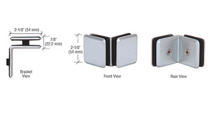 CRL Polished Chrome Estate Series 90 Degree Glass-to-Glass Clamp