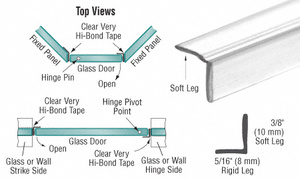 CRL Translucent Vinyl 'L' Seal for 3/8" Maximum Gap with Pre-Applied Tape