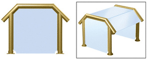 CRL Polished Brass Elegant 131 Series 2" Tubing Glass On Slant, Top, and One End or Both Ends Sneeze Guard