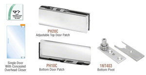 CRL Polished Stainless North American Patch Door Kit for Use with Overhead Door Closer - Without Lock