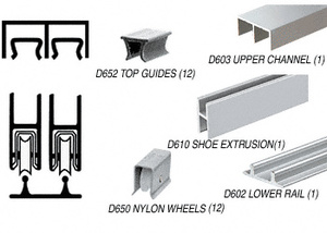 CRL Brite Anodized Track Assembly D603 Upper and D602 Lower Track With Nylon Wheels