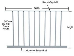 CRL Mill 200, 300, 350, and 400 Series 48"W x 48"H Picket Panel