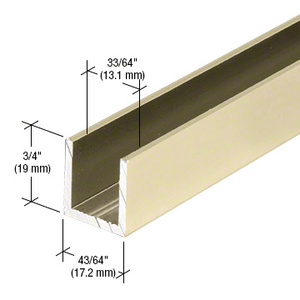 CRL Satin Brass 1/2" Fixed Panel Shower Door Deep U-Channel - 95"