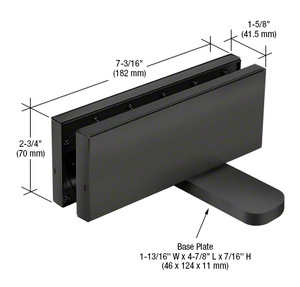 CRL Matte Black Hydraulic Patch Fitting with 2-9/16" Setback - 90º Hold Open Model