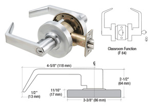 CRL Chrome Grade 1 Classroom Lever Locksets - 7-Pin SFIC