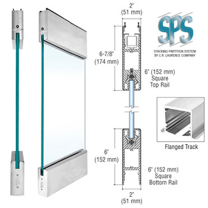 CRL Brushed Stainless Type 2 Flanged Track SPS Convertible Sliding/Pivoting Door with 6" Square Rails Top and Bottom