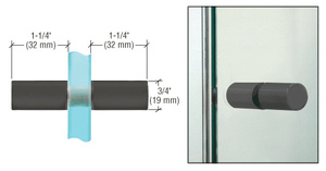 CRL Matte Black Cylinder Style Back-to-Back Shower Door Knobs