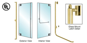 CRL-Blumcraft® Polished Brass Left Hand Reverse Glass Mount Keyed Access "F" Exterior, Top Securing Panic Handle