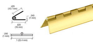 CRL Brass Finish 1" Steel Piano Hinge - 72"