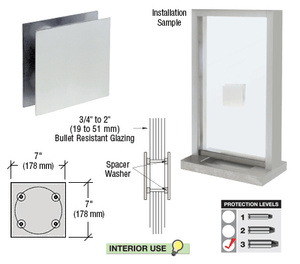 CRL Polished Stainless Steel 7" Square Level 3 Bullet Resistant Speak-Thru