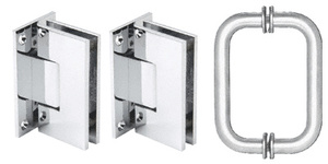 CRL Polished Chrome Vienna Shower Pull and Hinge Set