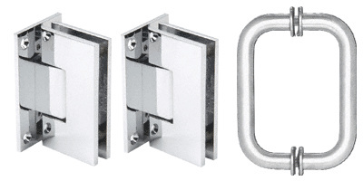 CRL Polished Chrome Vienna Shower Pull and Hinge Set