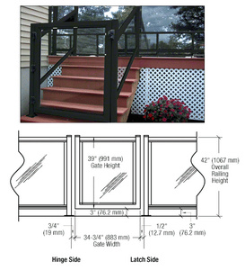 CRL Matte Black 36" 350 Series Aluminum Railing System Gate for 1/4" to 3/8" Glass