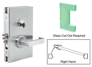 CRL Satin Anodized 6" x 10" RH Center Lock with Deadlatch in Office Function