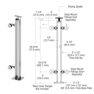 CRL Polished Stainless P8 Series 36" End Post Fixed Fitting Railing Kit