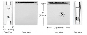 CRL Chrome Square Style Notch-in-Glass Fixed Panel U-Clamp