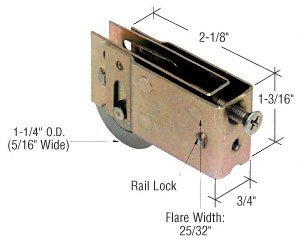 CRL 1-1/4" Steel Sliding Glass Door Roller with 3/4" Wide Housing for Harcar and BeeCee Doors