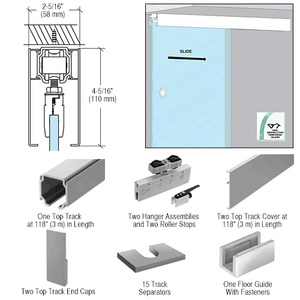 CRL70 Satin Anodized Series Single Sliding Door Ceiling Mount Kit