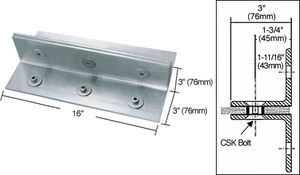 CRL 316 Brushed Stainless 16" Fin Top/Bottom Shoe Fitting for 3/4" Glass