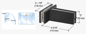 CRL Matte Black Transom Mounted Patch Connector With Support Fin Bracket