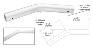 CRL Satin Anodized ACRS Upper Incline 5º Tangent Bend