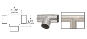 CRL Té en affleurement, tube de 51 mm (2 po), acier inoxydable brossé
