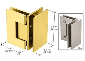 CRL Satin Brass Geneva 092 Series 90 Degree Glass-to-Glass Hinge