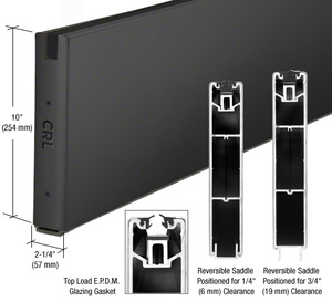 CRL Matte Black 10" x 120" Length Square Sidelite Rail