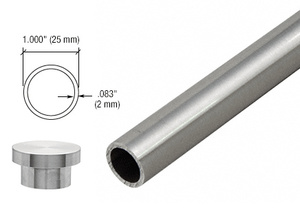 CRL Polished Stainless Laguna Series Top Sliding Tube with End Caps