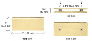 CRL Satin Brass Square 180 Degree Glass-to-Glass Clamp
