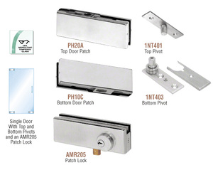 CRL Brushed Stainless North American Patch Door Kit - With Lock