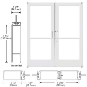CRL-U.S. Aluminum Bone White KYNAR® Custom Pair Series 400 Medium Stile Offset Pivot Entrance Doors for Surface Mount Door Closers