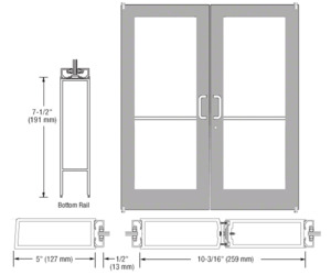 CRL-U.S. Aluminum White KYNAR® Paint Custom Pair Series 550 Wide Stile Offset Pivot Entrance Doors for Surface Mount Door Closers