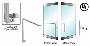 CRL-Blumcraft® Brushed Stainless Right Hand Reverse Rail Mount Keyed Access "P" Exterior Bottom Securing Electronic Egress Control Handle