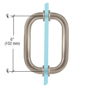 CRL Brushed Nickel 6" Back-to-Back Solid Brass 3/4" Diameter Pull Handles with Metal Washers