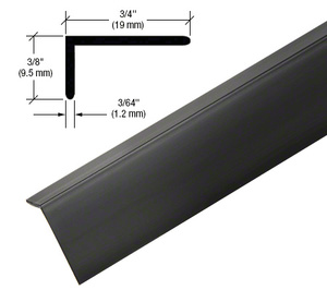CRL Matte Black PVC 3/4" x 3/8" L Angle with Pre-Applied Tape - 95"