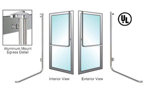 CRL-Blumcraft® Brushed Stainless Right Hand Reverse Aluminum Door Mount Retainer Plate "D" Exterior Top Mount Electronic Egress Control Handle