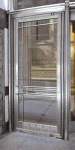 CRL Premium Brushed Stainless Aluminum Medium Stile Door for 1" Glazing; 3-11/32" Top Rail; 9-1/2" Bottom Rail; Concealed Hinge Tube RHR; With Lock