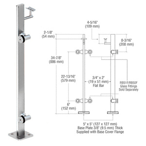CRL Polished Stainless 36" P3 Series Left Hand End Post Railing Kit