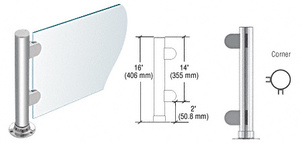 CRL Polished Stainless 16" Round PP06 Elegant Series Counter/Partition Corner Post with Air Space