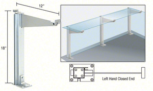 CRL Brite Anodized 18" High Left Hand Closed End Design Series Partition Post with 12" Deep Top Shelf