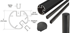 CRL Black AWS 3" Diameter Round 135 Degree 36" Post Kit