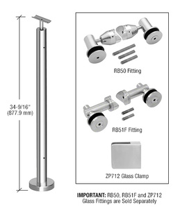 CRL Polished Stainless 36" P7 Series 180 Degree Center Post Railing Kit No Fittings
