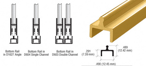 CRL Gold Anodized Aluminum Single Bottom Rail
