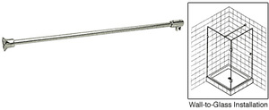 CRL Brushed Nickel 51" Frameless Shower Door Fixed Panel Wall-to-Glass Support Bar for 3/8" to 1/2" Thick Glass